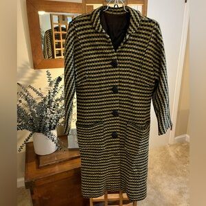 Vintage wool coat in gold, black, grey & cream - est. size 6/8 (no tags)